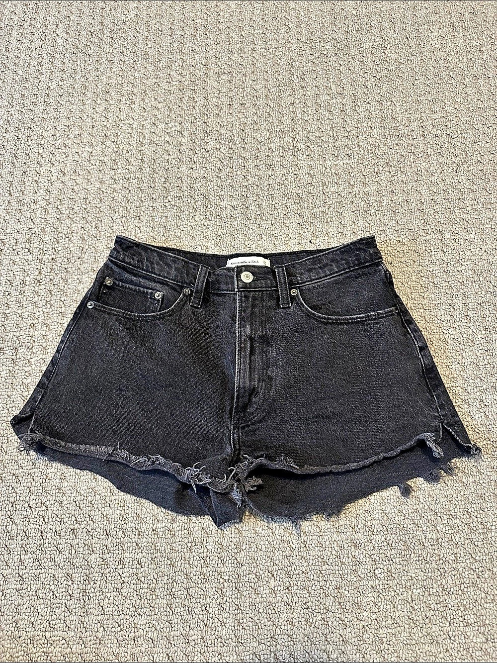 Abercrombie & Fitch Curve Love High Rise Mom Short Mom Shorts Black Waist 27